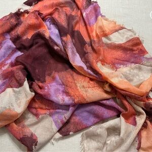 Nordstrom Multicolor Abstract Scarf Cashmere Silk